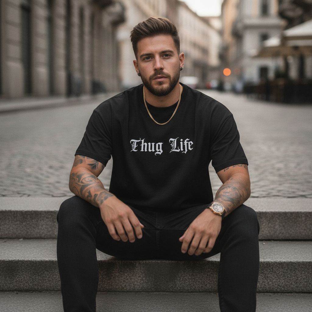Мъжка стилна тениска – Thug life M502