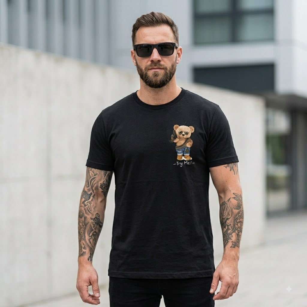 Мъжка черна тениска "Tactical Bear - Try Me! - M172
