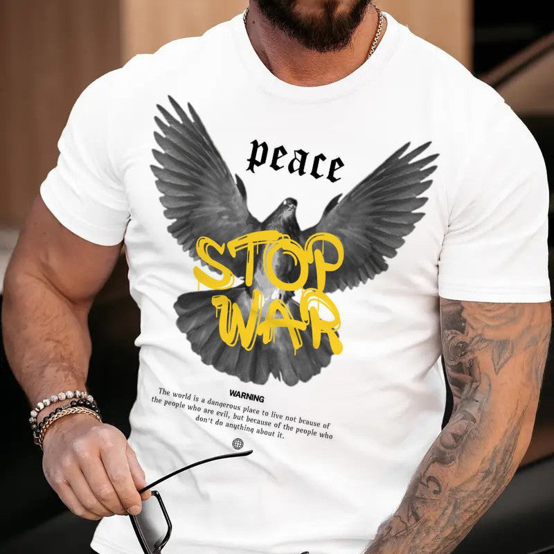 Мъжка стилна тениска - Stop war