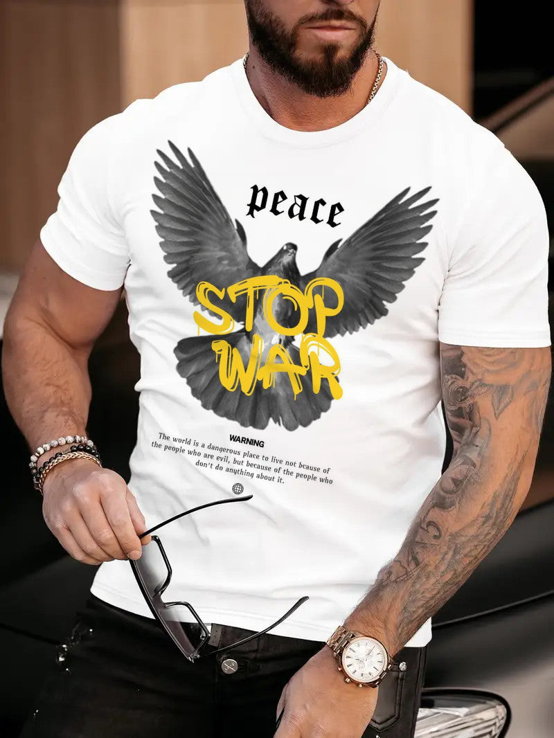 Мъжка стилна тениска - Stop war