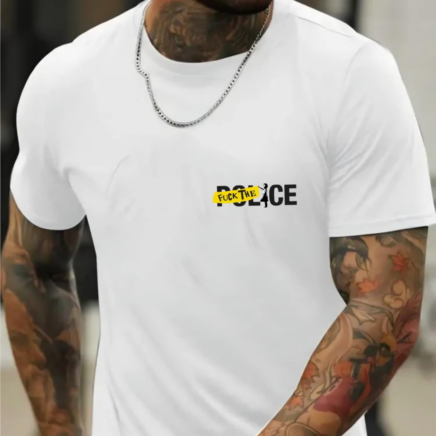 Мъжка стилна тениска – Fuck the police