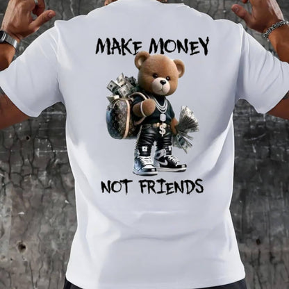 Мъжка стилна тениска - Make money not friends - M515
