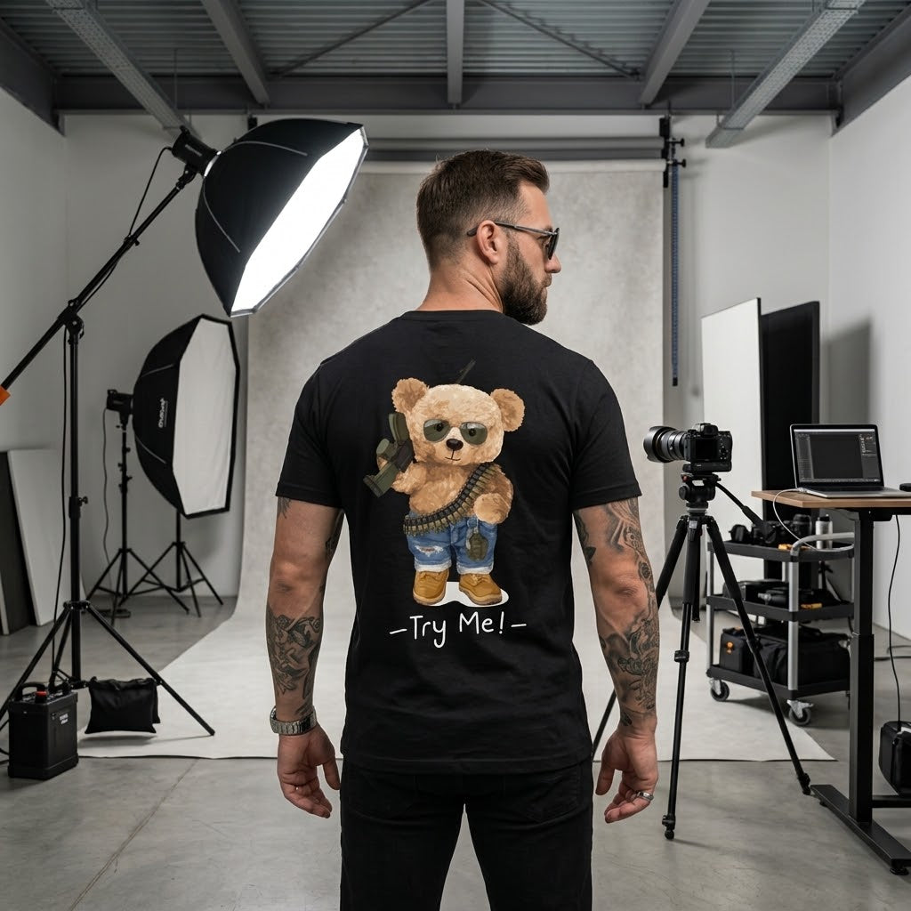 Мъжка черна тениска "Tactical Bear - Try Me! - M172