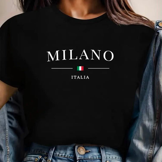 Дамска тениска "Milano Italy" – Black Fashion Edition - W06