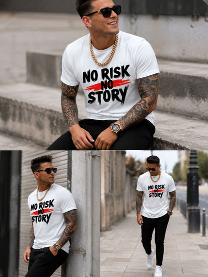 Мъжка стилна тениска - No risk no story - M514