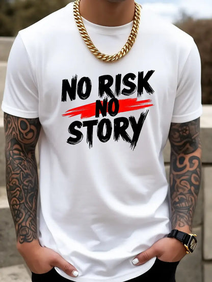 Мъжка стилна тениска - No risk no story - M514