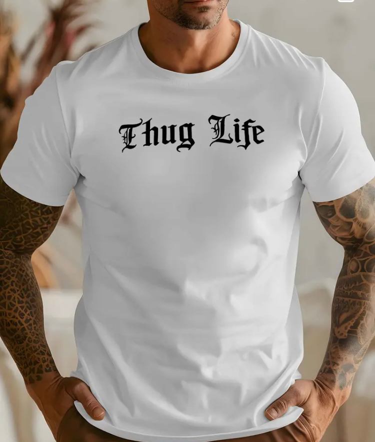 Мъжка стилна тениска – Thug life white