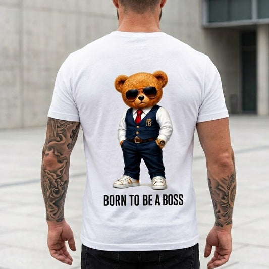Мъжка Тениска - Born to be a boss white - M171