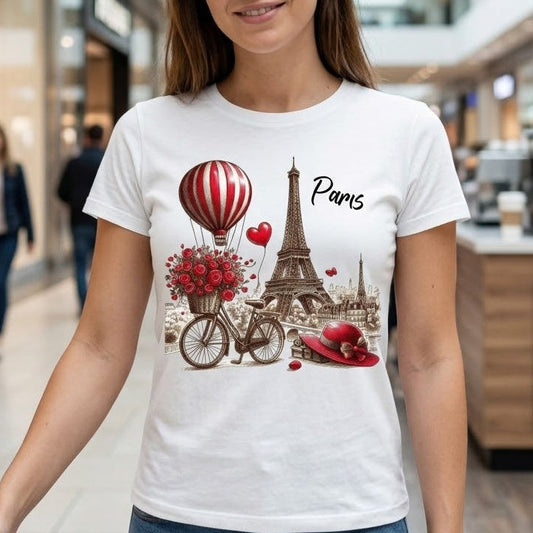 Дамска бяла тениска "Paris" – French Chic Edition - W08