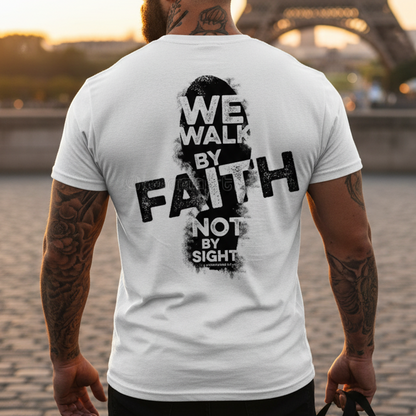 Мъжка стилна тениска - We walk by faith, not by sight - M530