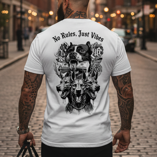 Мъжка стилна тениска - No rules, just vibes
