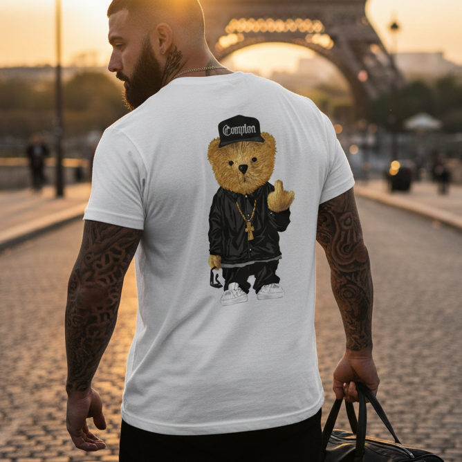 Мъжка стилна тениска - Compton bear urban royalty