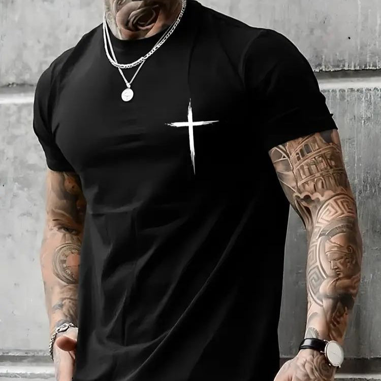 Мъжка стилна тениска с кръстче