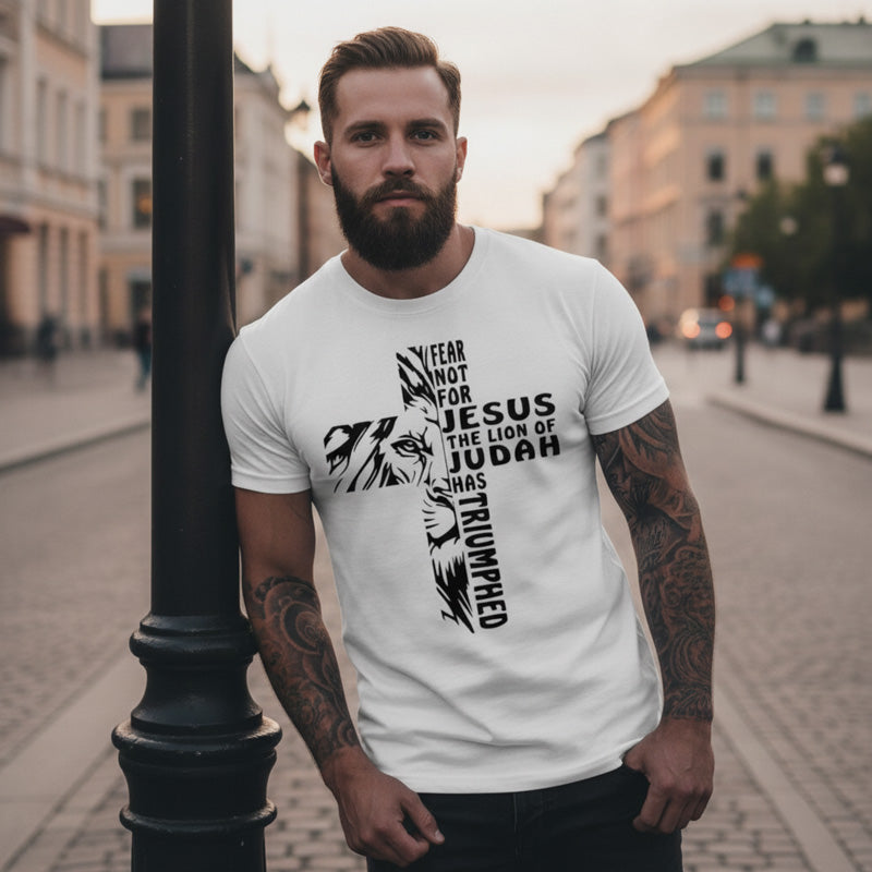 Мъжка стилна тениска - Jesus Lion - M528